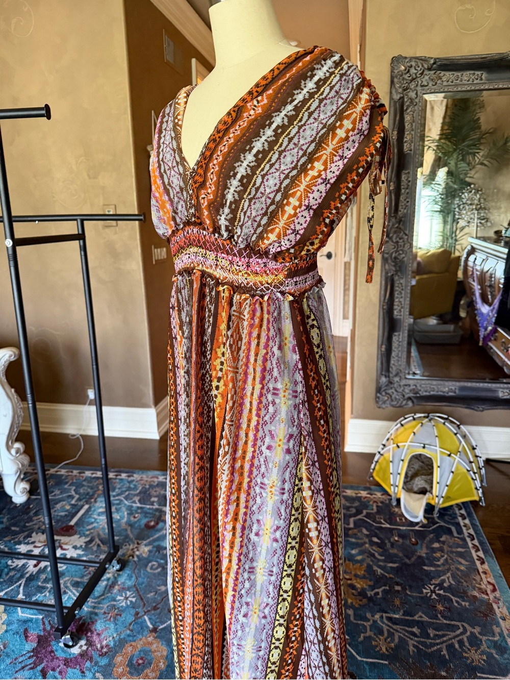 Mossimo Supply Co. Striped Maxi Dress - Brown, Orange, Cream